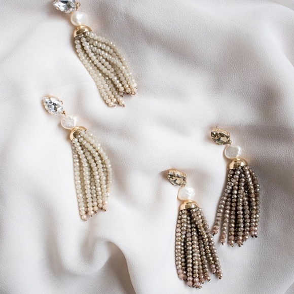 Olive + Piper Luxe Tassel Earrings in Taupe - Picture 4 of 9